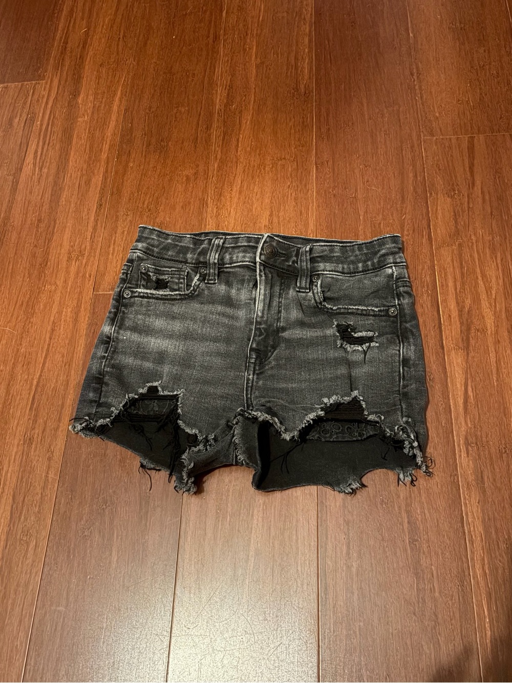 American Eagle Outfitters Black Distressed Denim Shorts